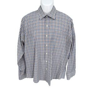 Peter Millar Crown Louis Sport Button Down‎ Shirt Lg Check Long Sleeve Stretch